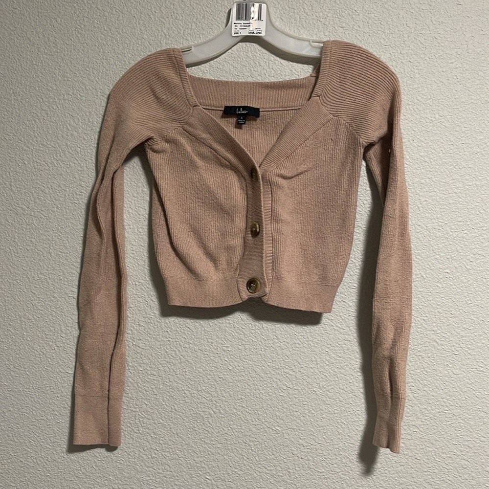 Lulu's Beige Button-Front Ribbed Cardigan - Picture 6 of 9